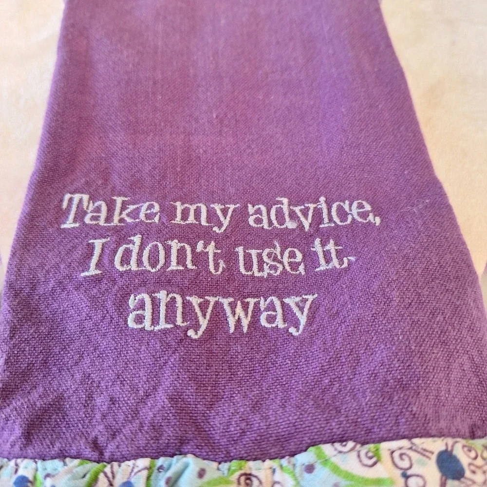 Vintage Split‎ P 100% Cotton Kitchen Tea Towel Embroidered Ruffles Novelty Funny